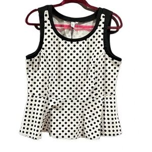 Jules & Leopold white and black polka dot top, size large